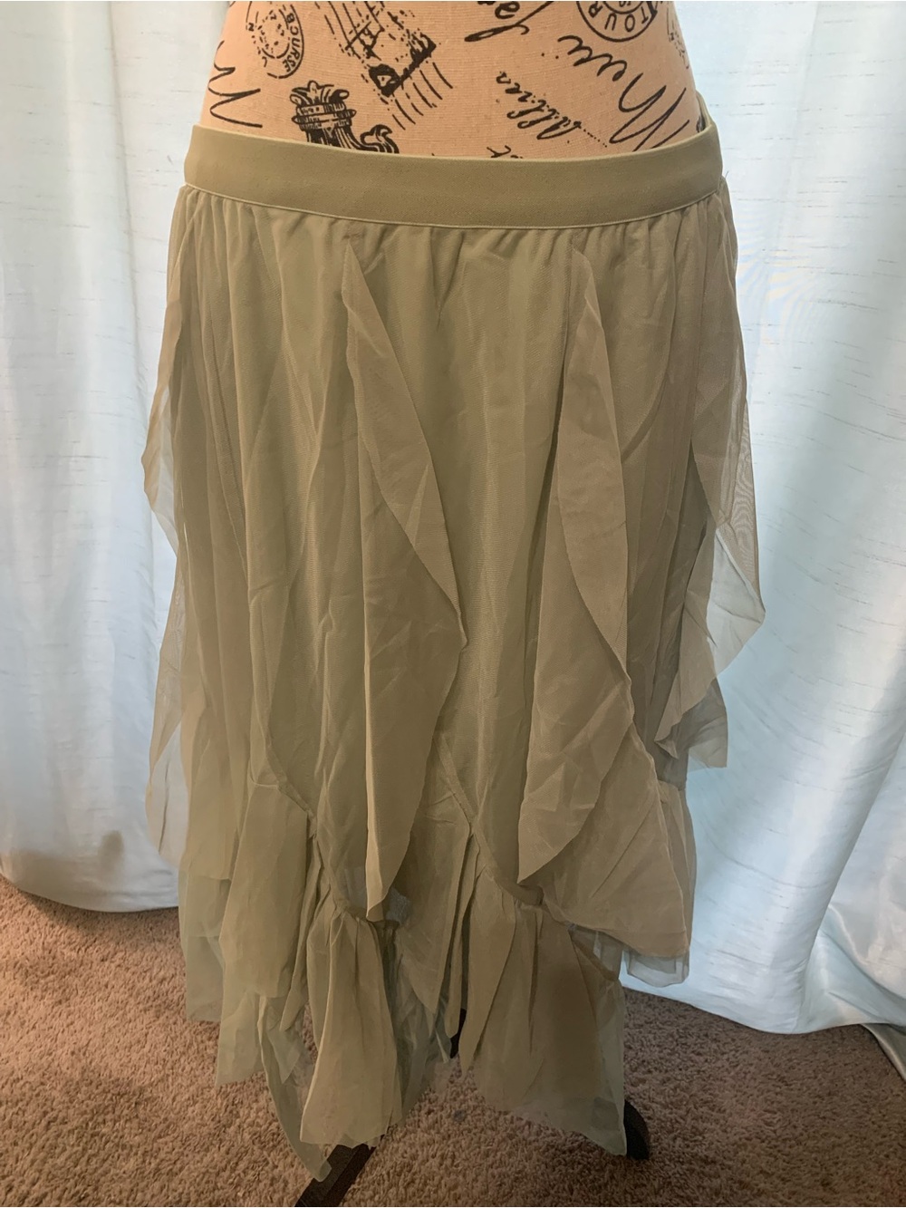 Womens Sage Green Layered Chiffon Skirt